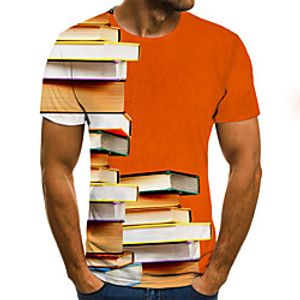 Men's T shirt Graphic Color Block 3D Plus Size Print Short Sleeve Daily Tops Basic Exaggerated Orange miniinthebox