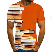 Men's T shirt Graphic Color Block 3D Plus Size Print Short Sleeve Daily Tops Basic Exaggerated Orange miniinthebox - thumbnail