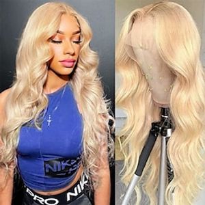 613 Blonde Lace Front Wigs Human Hair Body Wave 13x4 HD Lace 613 Frontal Wig Pre Plucked Bleached Knots with Baby Hair 150% Density 10A Brazilian Blonde Wig Human Hair for Women Lightinthebox