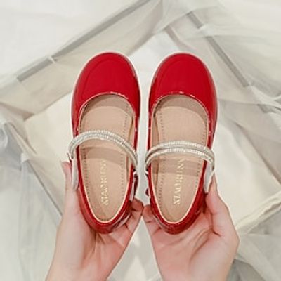 Girls' Flats Daily Dress Shoes Princess Shoes School Shoes Leather Portable Breathability Non-slipping Princess Shoes Big Kids(7years ) Little Kids(4-7ys) Daily Theme Party Walking Buckle Crystal Lightinthebox