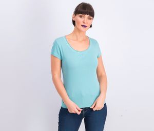 Womens Plain Pullover Top  Aqua