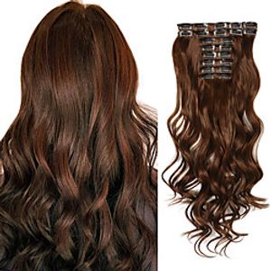 12pcsset Long Wavy Hair Extensions Synthetic Clip In Hair Extensions Ombre Honey Blonde Dark Brown Thick Hairpieces Lightinthebox