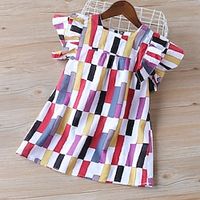 Frozen Kids Girls' Christmas Sweater Dress Geometric A Line Dress Knee-length Dress School Button Square Collar Short Sleeve Neutral Dress 3-7 Years Summer Multicolor Lightinthebox - thumbnail