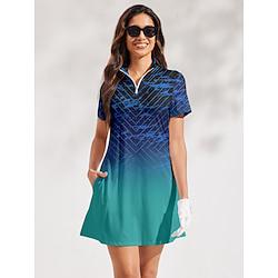 Women's Tennis Dress Golf Dress Blue Short Sleeve Dress Ladies Golf Attire Clothes Outfits Wear Apparel Lightinthebox