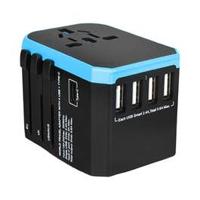 Merlin 683405476788 Travel Mate Portable all in one black Adapter 5600mAh, 4 ultra fast USB ports, Type-C compatible, for frequent traveller with multi purpose device connectivity, Black