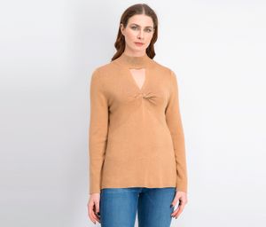 Womens Mock-Neck Keyhole Twist Sweater  Ginger
