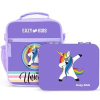 Eazy Kids 6 Compartment Bento Lunch Box - Unicorn Purple - thumbnail