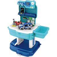 Little Story Role Play Police Station With Police Car And Block Toy Set School Bag 219 Pcs - Blue 2 - In - 1 Mode LS_BLSB_POBU