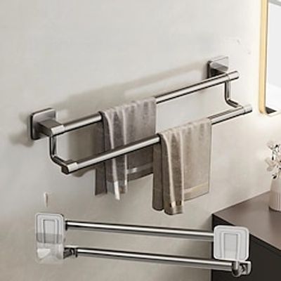 1pc Double Rod Towel Bar, Shower Towel Rack For Bathroom, Wall Mounted Towel Holder, Bathroom Slippers rack, Suitable For Towel Slippers And Other Storage Lightinthebox