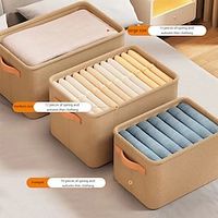 2pcs Clothing Storage Box Household Clothing Sorting Box Wardrobe Storage Box Leather Rectangular Large Thickened Miscellaneous Box Box Lightinthebox - thumbnail