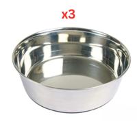 Trixie Stainless Steel Bowl With Rubber Base for Dogs Steel - 1L (Pack of 3)