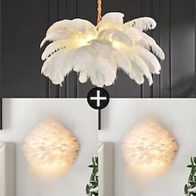 LED Pendant Light Chandelier Gorgeous Extra Large 75100cm White Ostrich Feather2PCS Wall Light 110-240V Lightinthebox