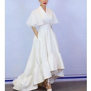 Women's Swing Dress Maxi long Dress White Short Sleeve Pure Color With Belt Plus High Low Fall Summer V Neck Fashion Modern 2022 S M L XL / Party Dress miniinthebox