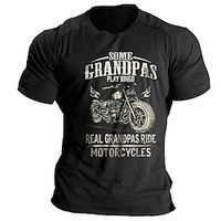 Men's T shirt Tee Graphic Tee Funny Cotton Blend T Shirts Motorcycle stamp Graphic Prints Crew Neck Black Blue Army Green  Outdoor Casual Short Sleeve Print Clothing Apparel Vintage Fashion Classic Lightinthebox - thumbnail