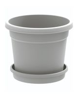 Cosmoplast Round Flower Pot With Tray 8" Curver Grey - thumbnail