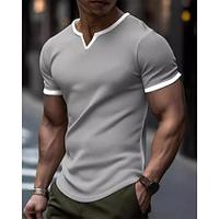 Men's T shirt Tee Tee Short Sleeve Shirt Tee Top Color Block V Neck Street Vacation Short Sleeve Patchwork Clothing Apparel Fashion Designer Basic Lightinthebox