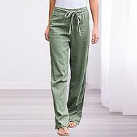 Women's Loungewear Bottom Nighty Pure Color Comfort Home Spandex Long Pant Spring Summer Green White Lightinthebox - thumbnail