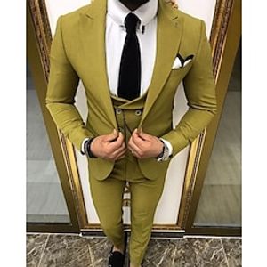 White Light Green Green Men's Wedding Suits Solid Colored 3 Piece Daily Business Plus Size Single Breasted One-button 2023 miniinthebox