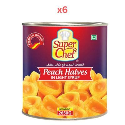 Super Chef Peach Halves 2650Gm (Pack Of 6)