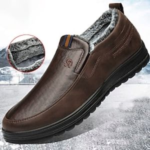 Men's Loafers  Slip-Ons Winter Shoes Fleece lined Cycling Shoes Casual Outdoor Daily Cloth Warm Breathable Comfortable Loafer Black Brown Color Block Fall Winter miniinthebox