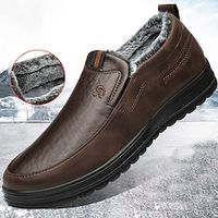 Men's Loafers  Slip-Ons Winter Shoes Fleece lined Cycling Shoes Casual Outdoor Daily Cloth Warm Breathable Comfortable Loafer Black Brown Color Block Fall Winter miniinthebox - thumbnail