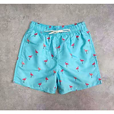 Men's Casual / Sporty Outdoor 5.5 Inch Inseam Short Sports Daily Beach Shorts Pants Flamingo Short Drawstring Elastic Drawstring Design Blue miniinthebox