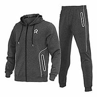 men's tracksuit set 2 pieces long sleeve athletic zipper hoodie sweatsuit for running gym Lightinthebox - thumbnail