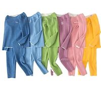 Kids Girls' Pajama Set Long Sleeve Yellow Pink Blue Solid Color Spring Fall Adorable Home 7-13 Years Lightinthebox - thumbnail