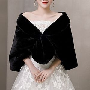 Faux Fur Wraps Shawls Women's Wrap Elegant Keep Warm Sleeveless Faux Fur Wedding Wraps With Feathers  Fur For Wedding Fall  Winter Lightinthebox