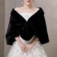 Faux Fur Wraps Shawls Women's Wrap Elegant Keep Warm Sleeveless Faux Fur Wedding Wraps With Feathers  Fur For Wedding Fall  Winter Lightinthebox - thumbnail