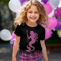 Girls' 3D Mermaid Tee Shirt Short Sleeve 3D Print Summer Spring Active Fashion Cute Polyester Kids 3-12 Years Crew Neck Outdoor Casual Daily Regular Fit miniinthebox