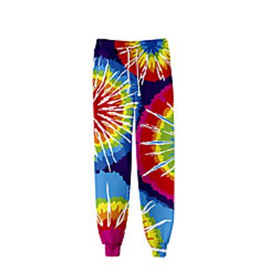 Men's Fashion Streetwear Jogger Sweatpants Trousers Elastic Drawstring Design Print Pants Casual Daily Micro-elastic Graphic Tie Dye Breathable Soft Mid Waist Blue Purple Royal Blue Dark Blue Red S M Lightinthebox