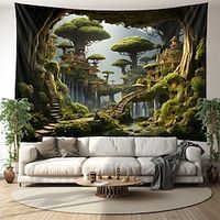 Tree Houses Forest Hanging Tapestry Wall Art Large Tapestry Mural Decor Photograph Backdrop Blanket Curtain Home Bedroom Living Room Decoration Lightinthebox - thumbnail