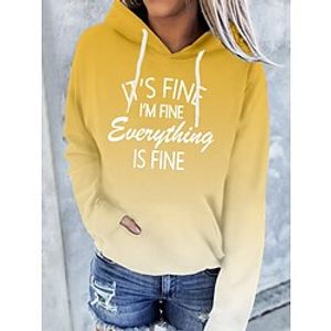 Women's Hoodie Sweatshirt Pullover Active Streetwear Front Pocket Print Green Blue Gray Gradient Text Slogan Daily Hooded Long Sleeve S M L XL XXL  3D Print Lightinthebox