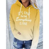 Women's Hoodie Sweatshirt Pullover Active Streetwear Front Pocket Print Green Blue Gray Gradient Text Slogan Daily Hooded Long Sleeve S M L XL XXL  3D Print Lightinthebox - thumbnail