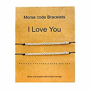 morse code bracelets best friend bracelets for women girls stainless steel adjustable string bracelets for girls and boys (i love you) miniinthebox
