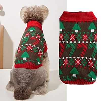 Dog Christmas Dog Bad Christmas Jumpers Christmas Pet Clothes Autumn and Winter New Flip Collar Design Knitted Warm and Comfortable Ling Ge Crutch Printed Dog Sweater Lightinthebox