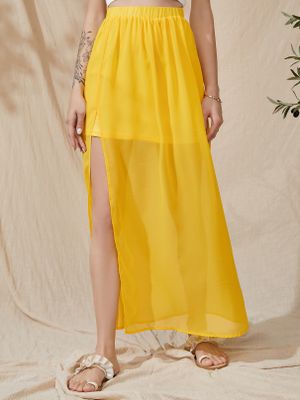 YOINS Semi Sheer With Lining Elastic Waist Maxi Skirt YOINS Semi Sheer With Lining Elastic Waist Maxi Skirt