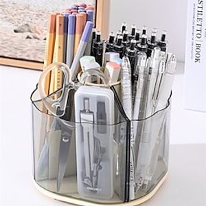 Simple And Transparent Lipstick Makeup Brush Storage Bucket Large Capacity Desktop Stationery Storage Box Multi-Functional Rotary Pen Holder 1PC Lightinthebox