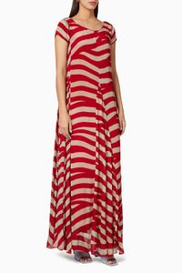 Stripe Chiffon Maxi Dress