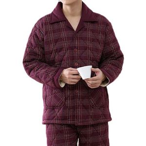 Mens Thicken Warm Quilted Pockets Home Suits