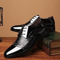 Men's Oxfords Derby Shoes Formal Shoes Dress Shoes Patent Leather Shoes Walking Business British Gentleman Wedding Office  Career Party  Evening PU Lace-up Black Brown Spring Fall Lightinthebox