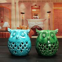 Creative Ceramic Owl Night Light Handicrafts Living Room Ornaments Home Office Decor