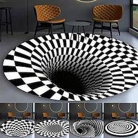 3D Vortex Optical Illusion Round Area Trap Trippy Flannel Rugs, Ultra Durable Cool Rugs Black Hole Stereo Vision Zebra Black and White Rugs Non-Slip 3D Visual Area Rugs for Room Decor miniinthebox - thumbnail