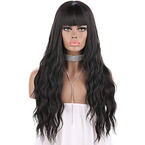 Black Wigs Long Kinky Curly Wavy Cosplay Party Hair Wigs with Bangs Natural Looking Pastel Synthetic Wig for Women 27 inches Lightinthebox