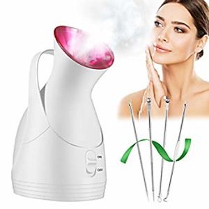 facial steamer, upgraded 10x penetration nano ionic facial steamer, facial warm mist humidifier for women face sauna spa moisturizing cleaning pores with free 4pcs stainless skin kit Lightinthebox