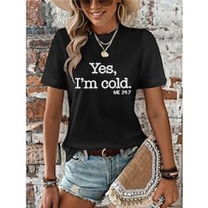 Women's T shirt Tee 100% Cotton Letter Daily Weekend Black White Pink Print Short Sleeve Fashion Basic Round Neck Regular Fit Summer Lightinthebox