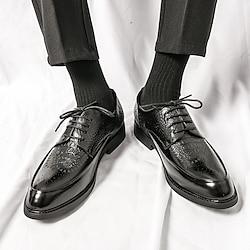 Men's Oxfords Brogue Dress Shoes Reptile Shoes Walking Business British Gentleman Daily Faux Leather Comfortable Lace-up Black Brown Spring Lightinthebox