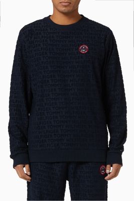All-Over Logo Towelling Sweatshirt in Organic Cotton Blend All-Over Logo Towelling Sweatshirt in Organic Cotton Blend