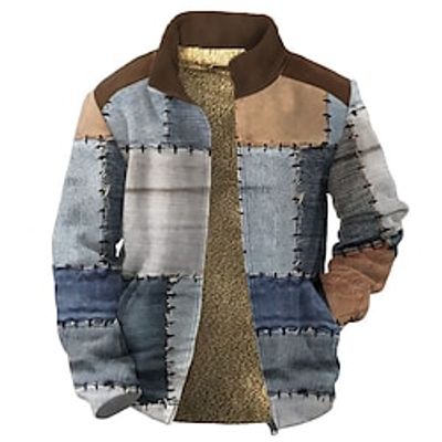 Graphic Patchwork Daily Casual Vintage Retro Men's Zip Sweatshirt Fleece Jacket Outerwear Holiday Vacation Going out Sweatshirts Blue Brown Green Stand Collar Fleece Winter Designer Lightinthebox Graphic Patchwork Daily Casual Vintage Retro Men's Zip Sweatshirt Fleece Jacket Outerwear Holiday Vacation Going out Sweatshirts Blue Brown Green Stand Collar Fleece Winter Designer Lightinthebox